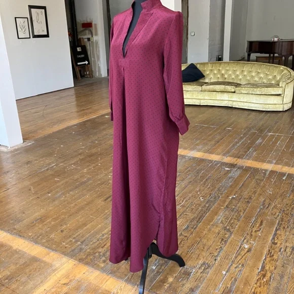 Wizzy Kit Maroon and navy polka dotted Maxi dress. - Picture 8 of 13